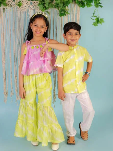 Girls Fusion Tie & Dye Flared Palazzo with Tiered Top