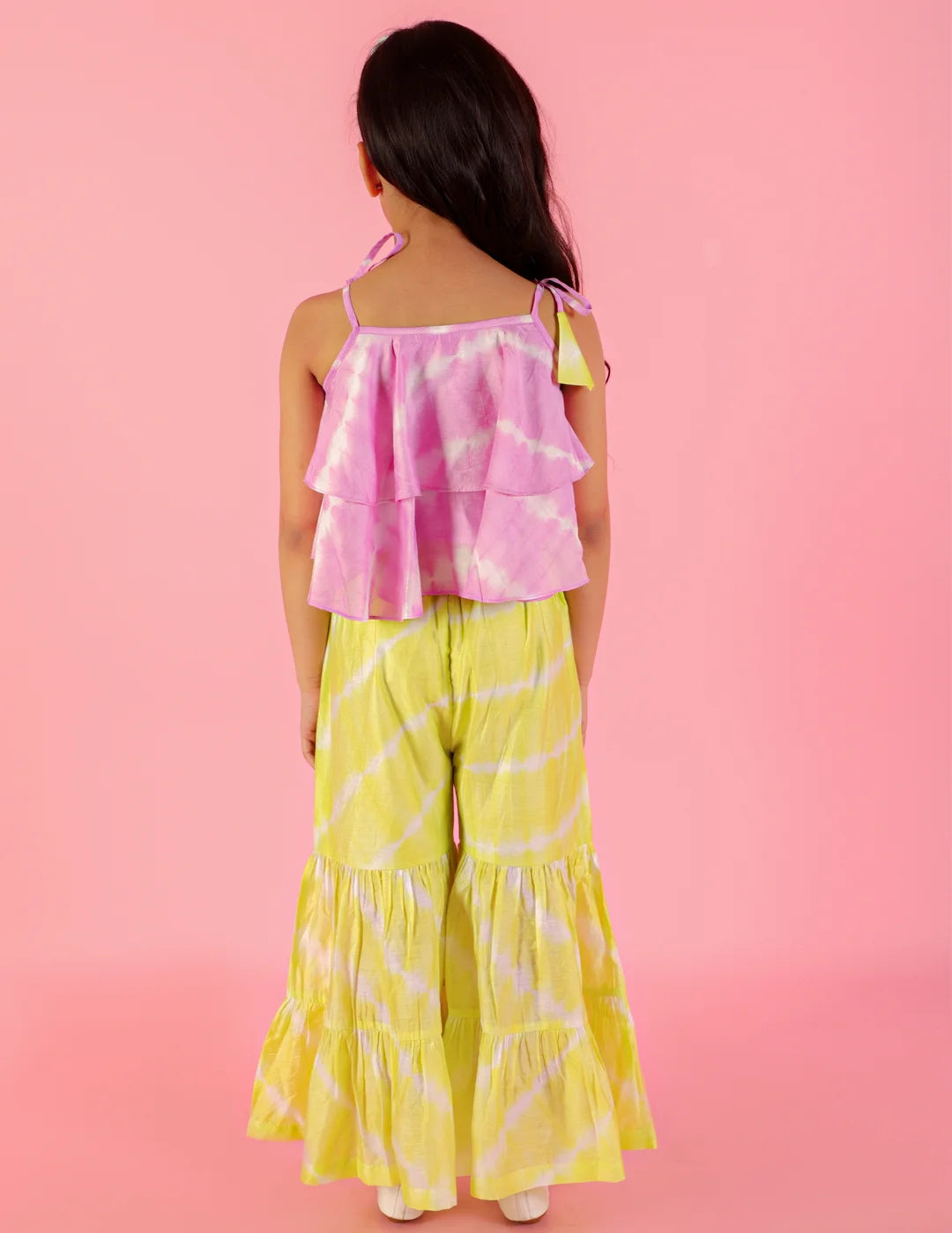 Girls Fusion Tie & Dye Flared Palazzo with Tiered Top