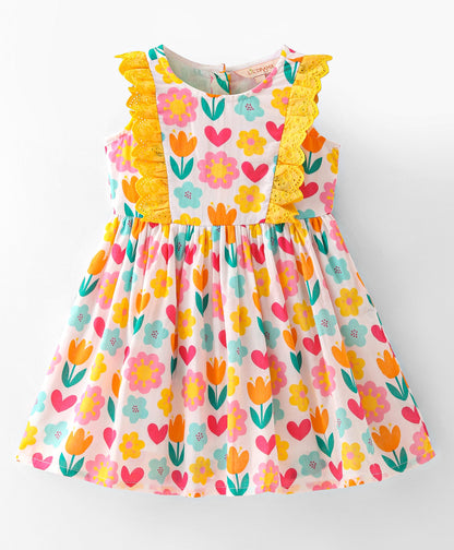 Girls Stylish printed cotton casual dress