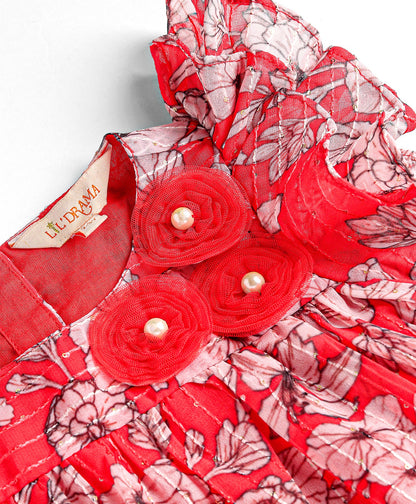 Girls printed Semi formal sequins embroidered Georgette dress