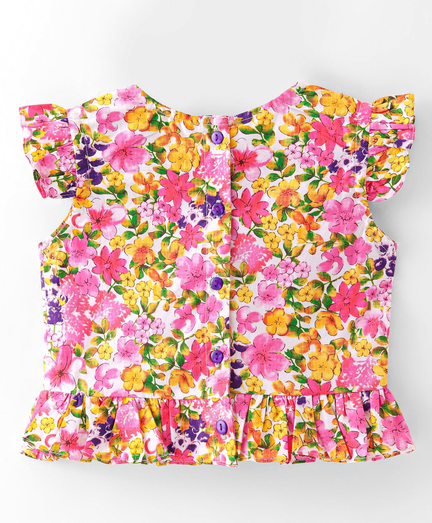 Girls printed cotton top with shorts set