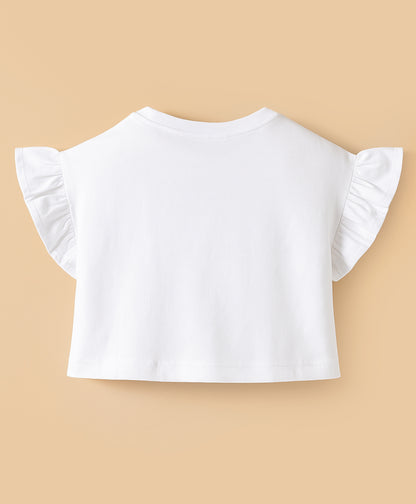 Paris Night White T-shirt with Blue Skirt Set For Girls