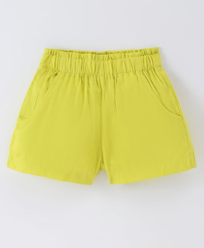 Girls Stylish and Trendy Cotton satin Ruffle off sholuder Top with Shorts