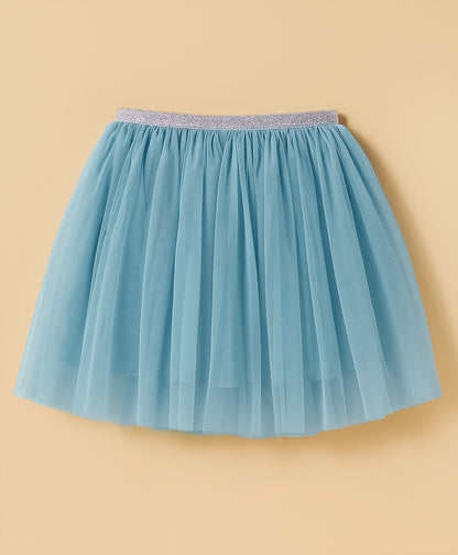 Paris Night White T-shirt with Blue Skirt Set For Girls