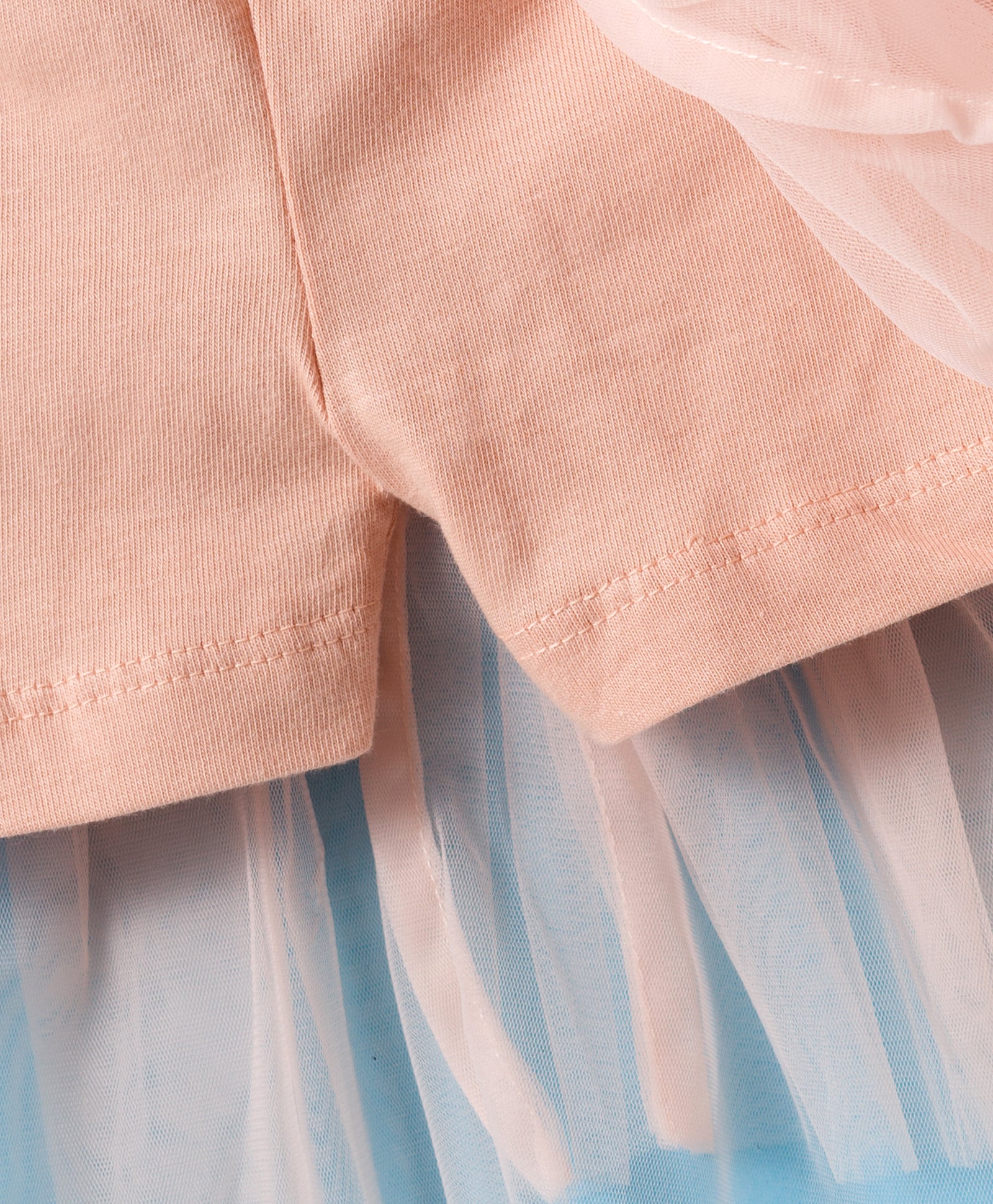 Paris Night Off White T-shirt with Peach Skirt Set For Girls