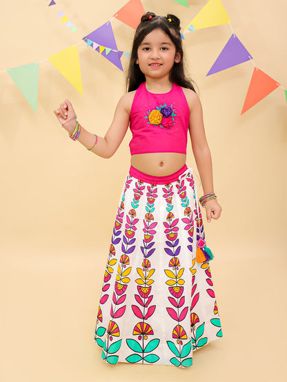 Shor-Gul Pink Lehanga Choli Set For Girls