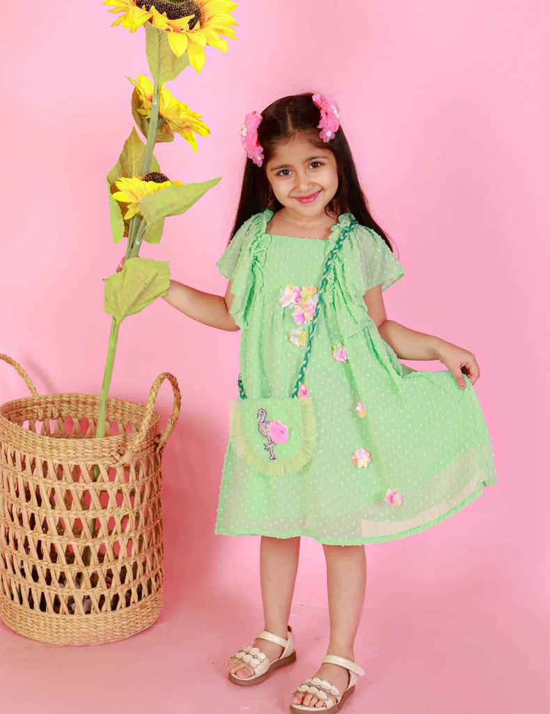 Girls georgette dobby dress