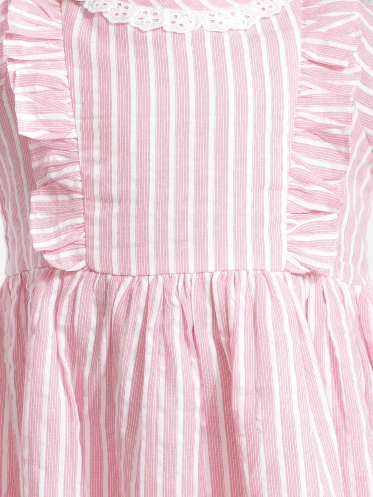 Girls cotton striper dress with neck lace