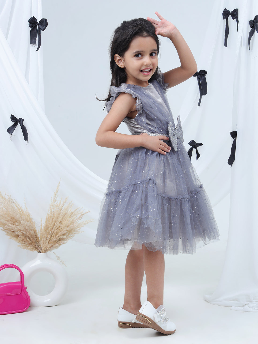 Razzle Dazzle Grey Party Dress for Girls