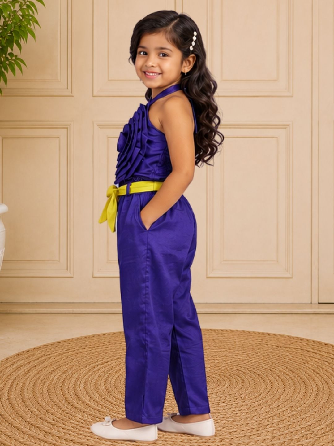 Girls Purple Co-ord sets with 3D rose on Top
