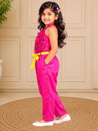 Girls Pink Co-ord sets with 3D rose on Top