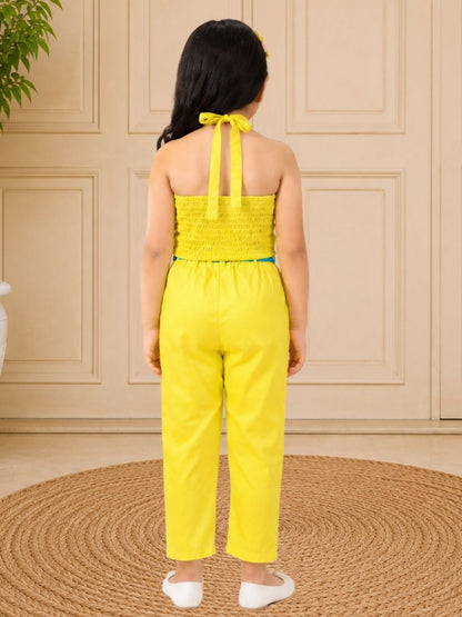 Girls Yellow  Co-ord sets with 3D rose on Top