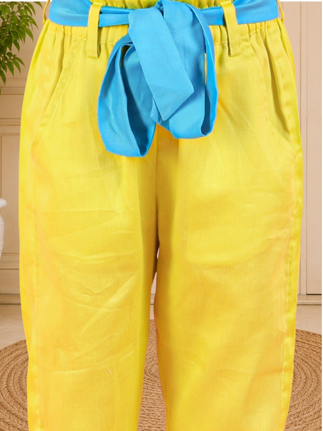 Girls Yellow  Co-ord sets with 3D rose on Top