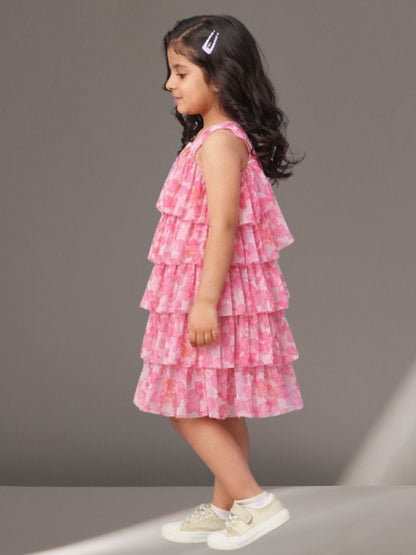 Glam Up Girls Pink Net Dress