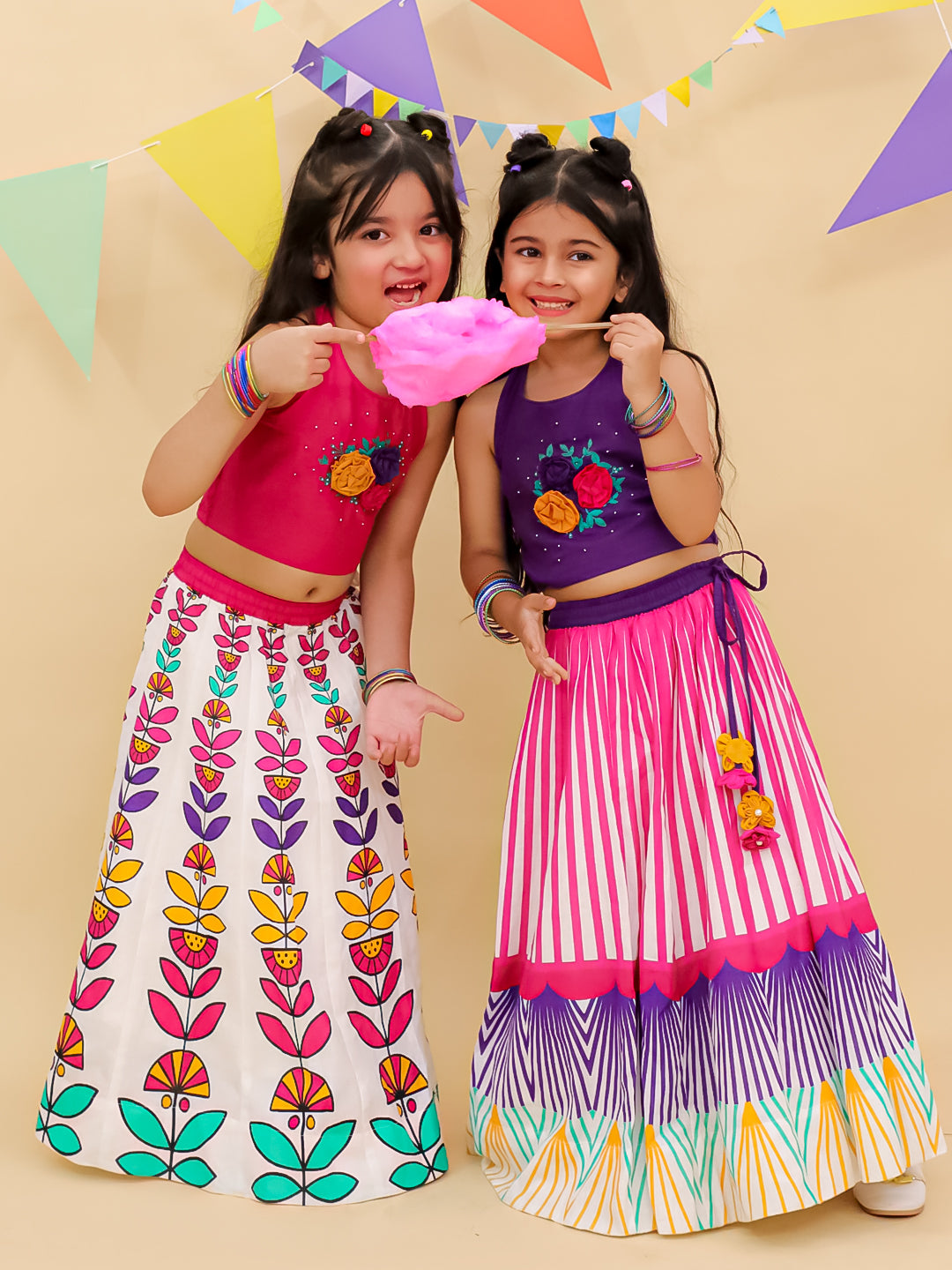 Shor-Gul Purple Lehanga Choli Set For Girls