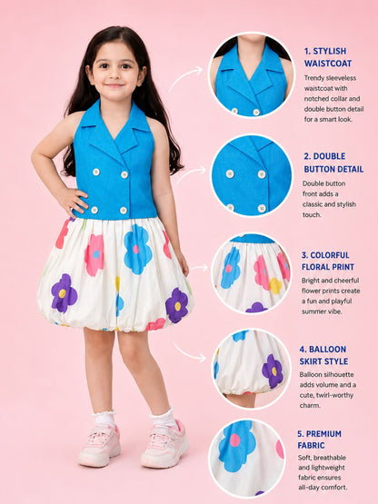 Petal Play Girls Floral Blue Co-Ordinate Set