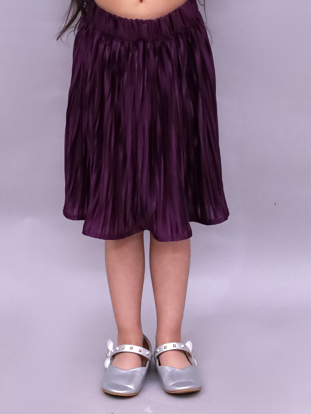 Glam Up Girls Party Pleated Wine Skirt