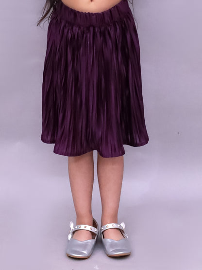 Glam Up Girls Party Pleated Wine Skirt