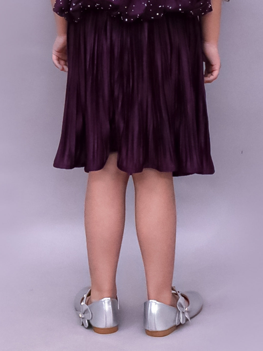 Glam Up Girls Party Pleated Wine Skirt