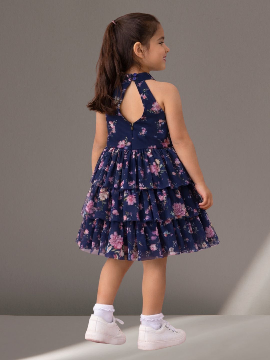 Glam Up Girls Navy Blue Net Dress