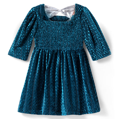 Glam Up Girls Teal Velvet Party Dress