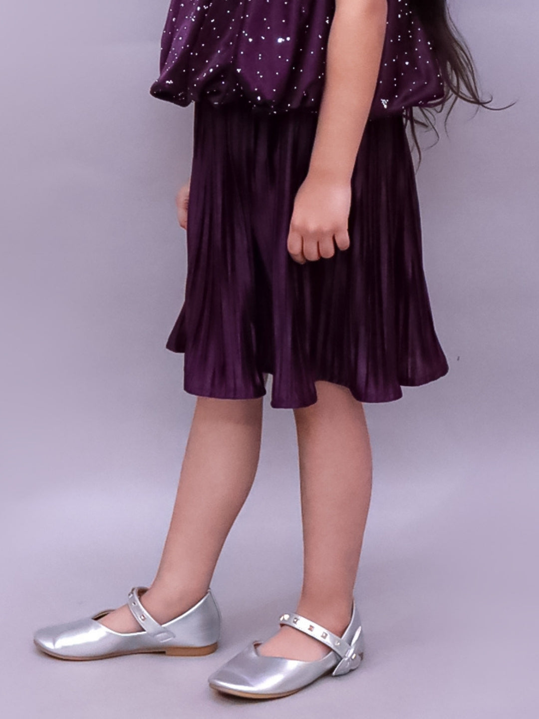Glam Up Girls Party Pleated Wine Skirt