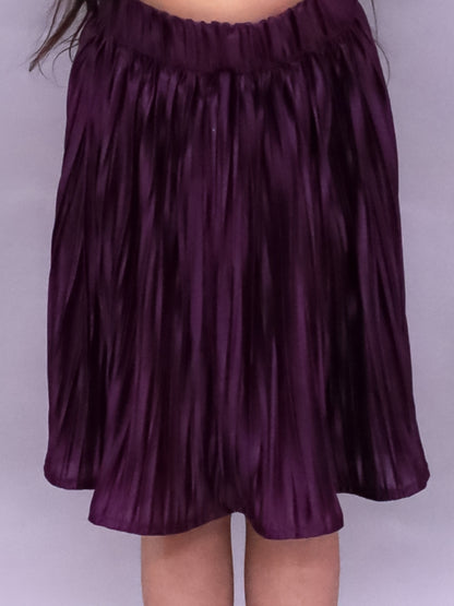 Glam Up Girls Party Pleated Wine Skirt