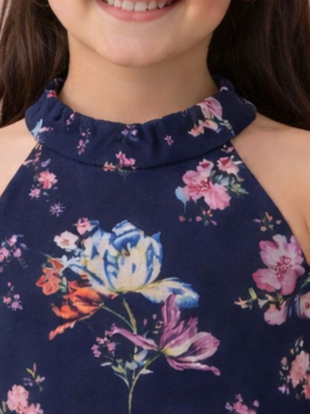 Glam Up Girls Navy Blue Net Dress