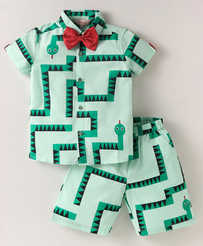 Board game inspired Boys Green Table Print Shirt and Boxer Sets