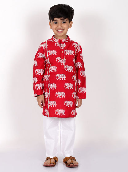 Trunk Tales Boys Red Kurta with Pant set