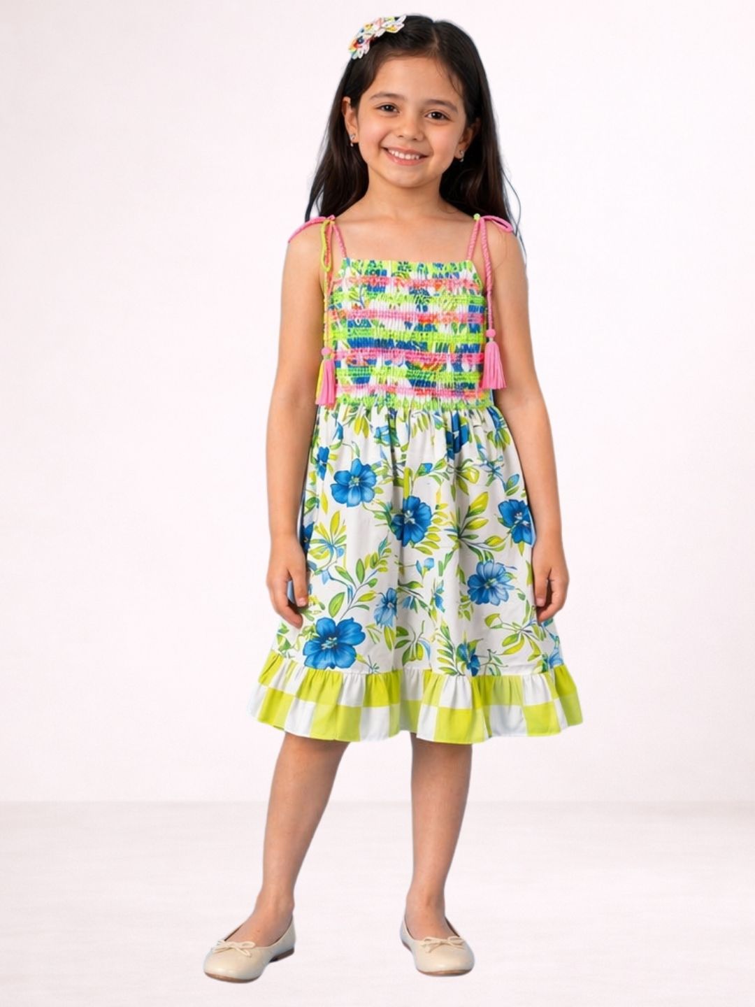 Petal Play Girls Green Dress