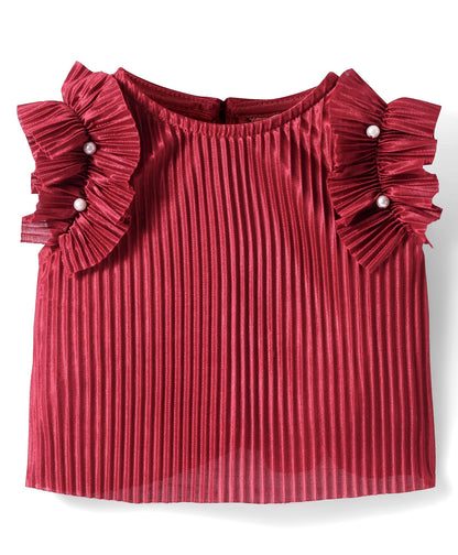 Glam up Girls Maroon Party Top with Pant Girls Co-ordinate set