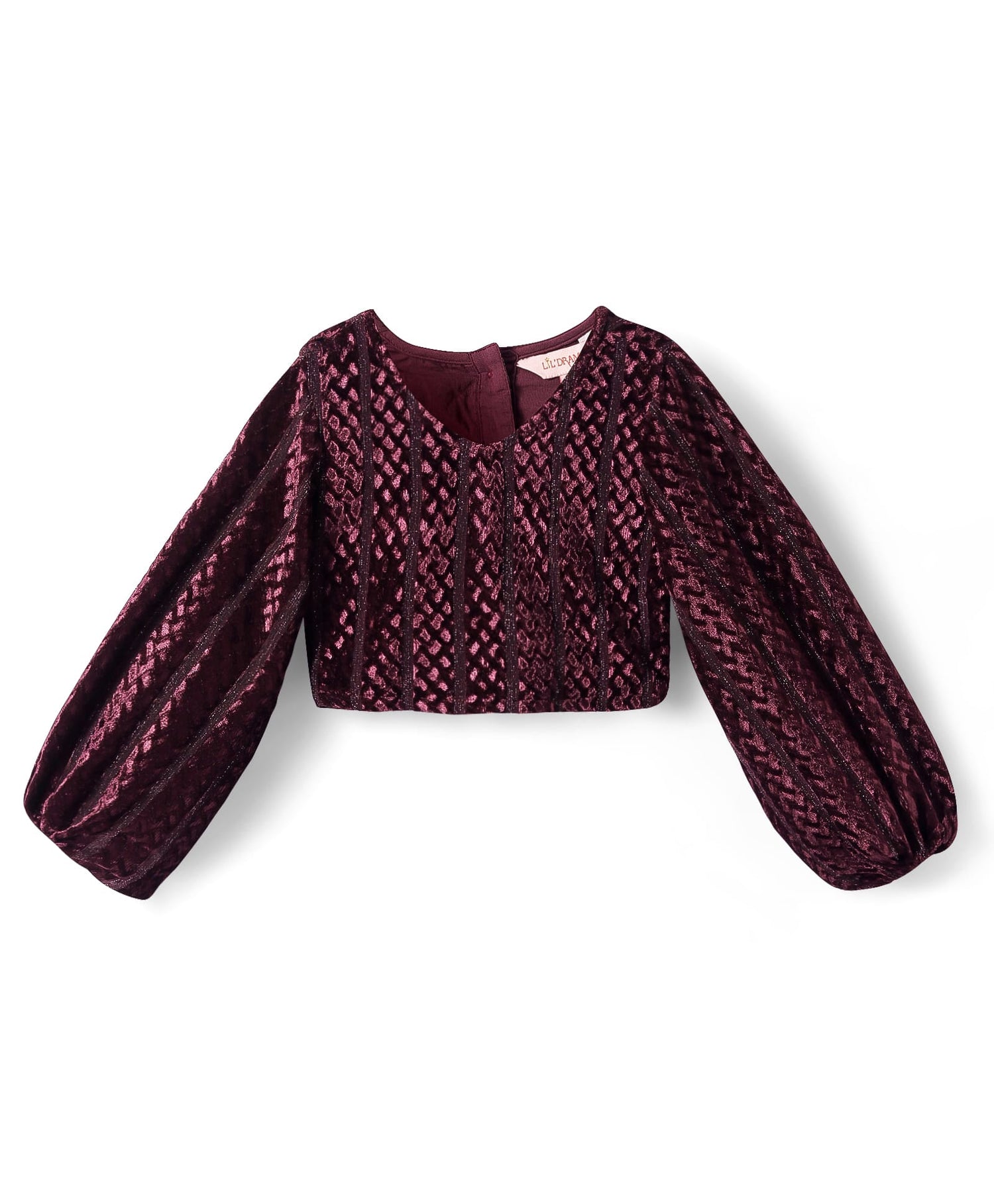 Razzle Dazzle Girls Party Wine Velvet Top With Skirt Set