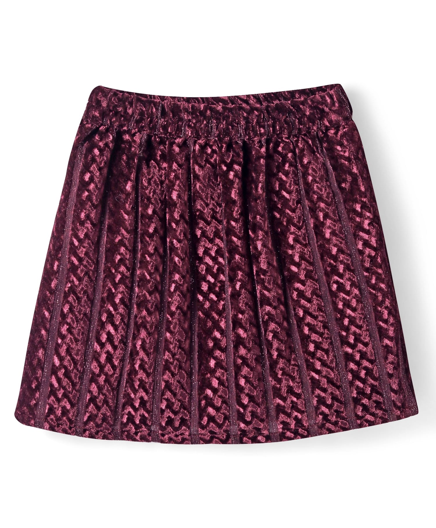 Razzle Dazzle Girls Party Wine Velvet Top With Skirt Set