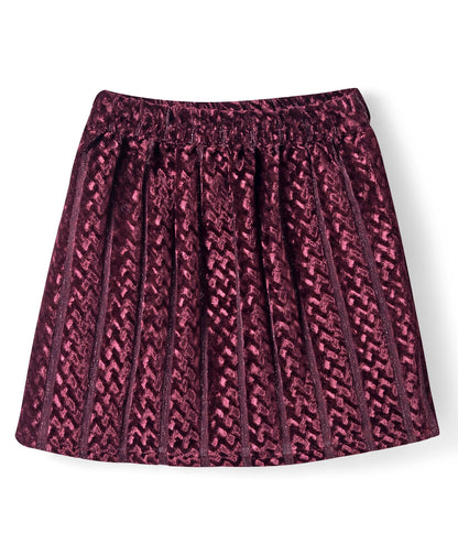 Razzle Dazzle Girls Party Wine Velvet Top With Skirt Set