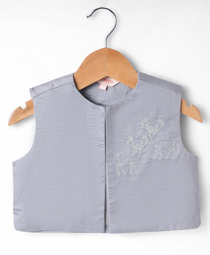 Mehfil Grey Kurta Pant Jacket set for Boys