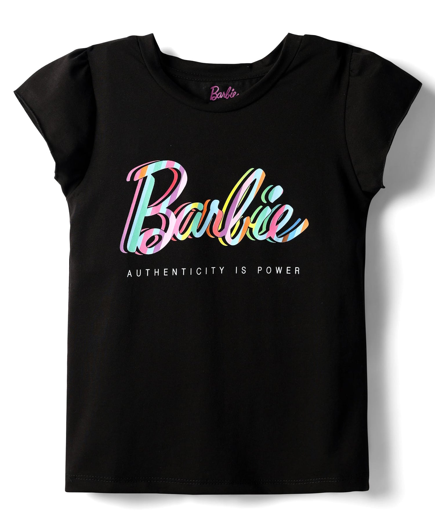 Rainbow Barbie Girls Black T-shirt