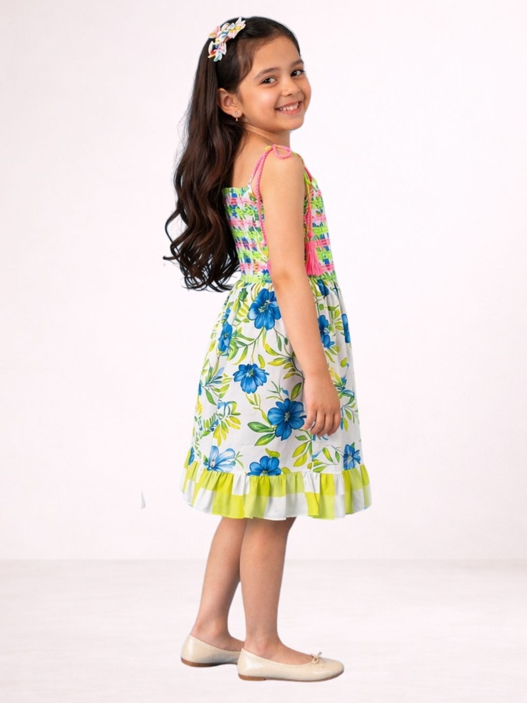 Petal Play Girls Green Dress