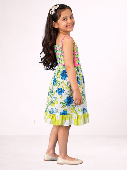 Petal Play Girls Green Dress