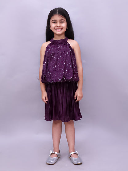 Glam Up Girls Party Wine Top And Skirt