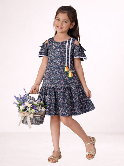 Petal Play Girls Navy Blue Dress