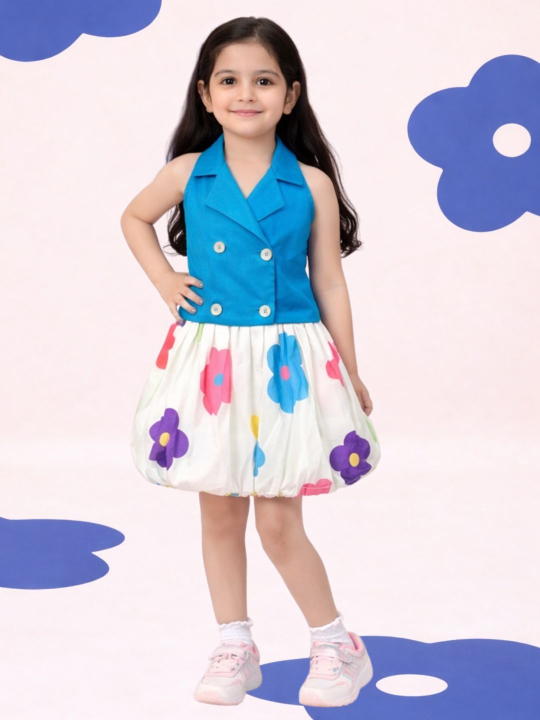 Petal Play Girls Floral Blue Co-Ordinate Set