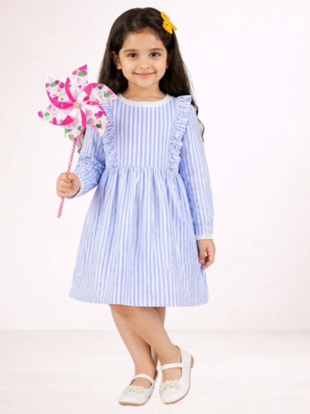 Petal Play Girls Blue Cotton Dress