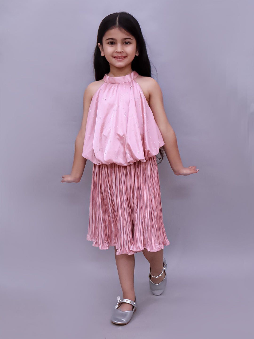 Glam Up Girls Party Peach Top And Skirt