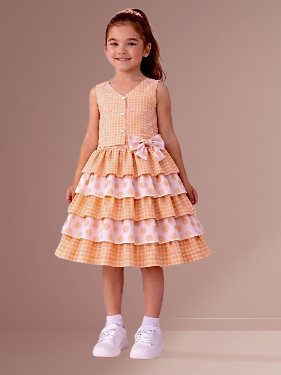 Citrus Crush Girls Orange Cotton Top and Skirt
