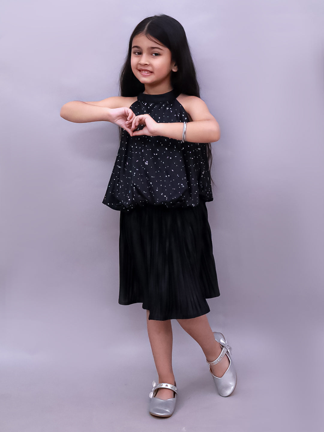 Glam Up Girls Party Black Top And Skirt