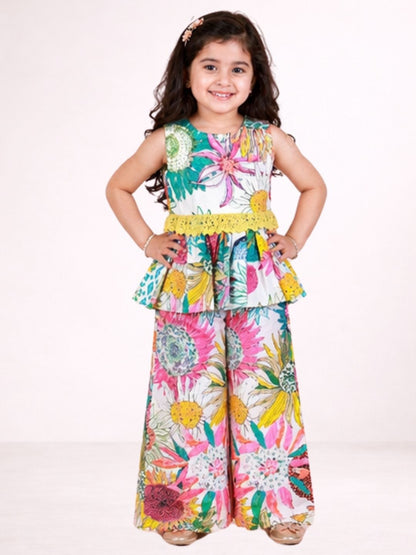 Petal Play Girls Multicolor Top with Pants Set