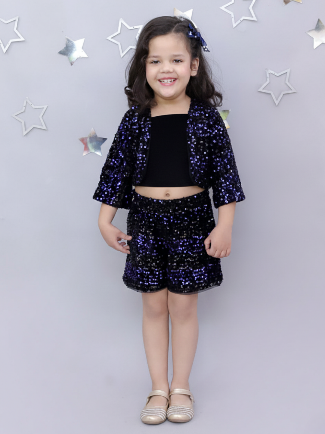 Razzle Dazzle Girls Navy Blue Jacket Bustier and Shorts