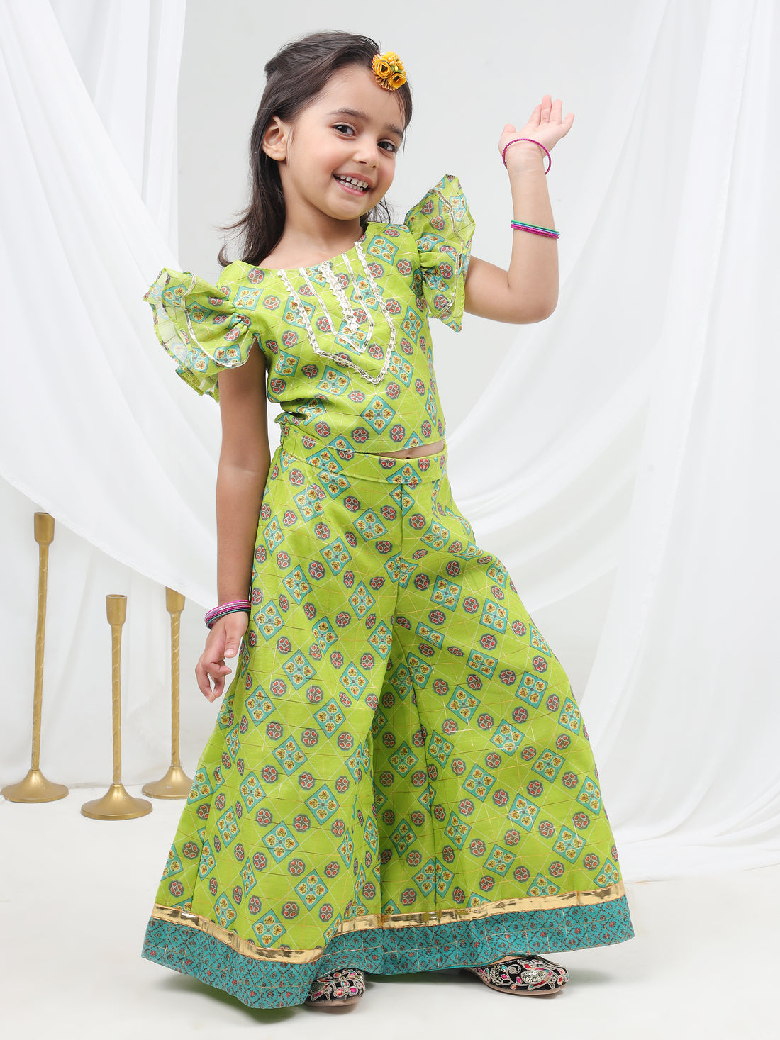 Raangoli Crop Top with Palazzo Girls Co-ordinate set