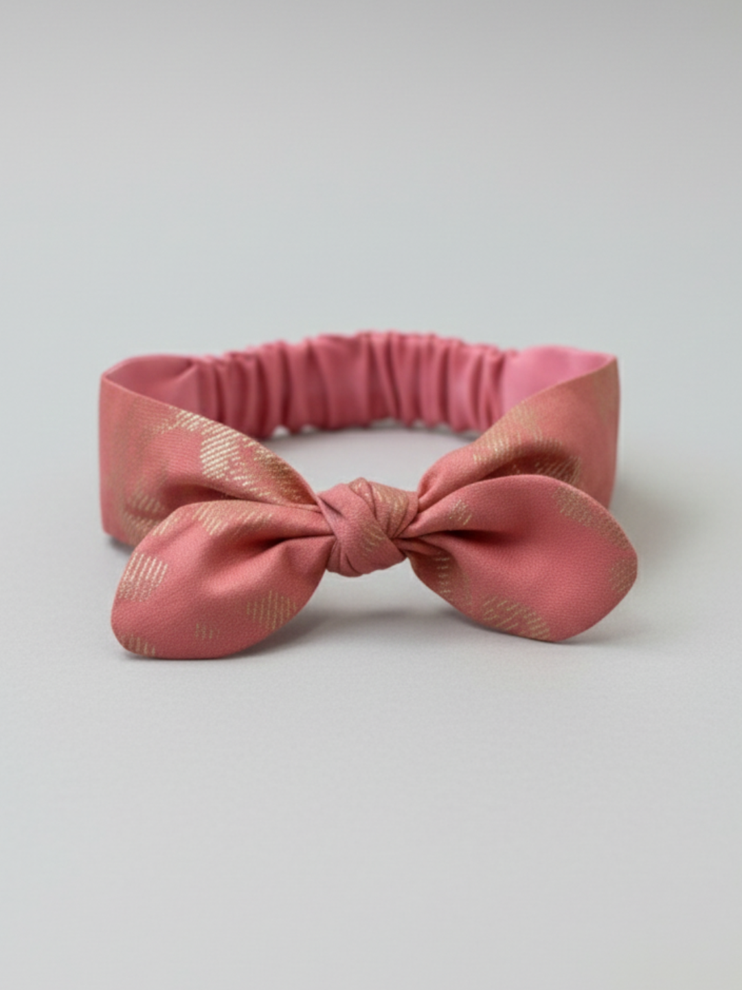 Lil Drama Vintage Style Elastic Turban Headband with Bunny Ears Knot - Peach